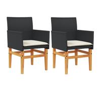 (black, with cushion) vidaXL Garden Chairs with Cushions Outdoor Chair Poly Rattan and Solid Wood