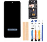 [Black with Frame] Amoled LCD for Samsung Galaxy S21 Ultra 5G G998 Digitizer Screen LCD Display Touch Assembly Replacement SM-G998 A F P R4 T U V W 6.8 inch by Qvouaw