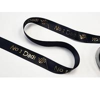 Black with Gold Printed No 1 Dad - Father’s Day Satin Ribbon 25mm X 1m