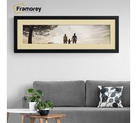 (Black With Ivory Mount, 100x35CM Pic (110x45CM Frame)) Panoramic Size Ash Black Picture Frame Photo Frames With Multicolored Mounts Wall Hanging Frame