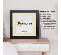 (Black With Ivory Mount, 50x50CM Pic (60x60CM Frame)) Square Size Black Picture Frame / Step Style Wall Art Frame / Handmade Wooden Effect Photo Frames With Multicolored Mount