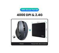 (Black With Mouse Pad) 【NEW】UGREEN Mouse Wireless Ergonomic Mouse 4000 DPI Silent 6 Buttons For MacBook Tablet Laptop Mute Mice Quiet Mouse