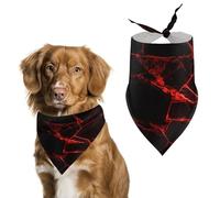 Black with Neon Red Cracks Dog Bandanna Adjustable Pet Triangle Kerchief Scarf for Cat And Dog