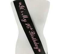 Black with Pink Glitter Hearts 'It's My 16th Birthday' Birthday Sash