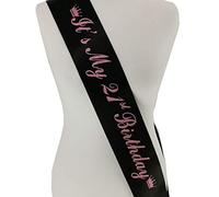 Black with Pink Glitter Hearts 'It's My 21st Birthday' Birthday Sash