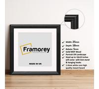 (Black With White Mount, 7x7" Pic (9x9" Frame)) Square Size Black Picture Frame / LW Style Wall Art Frame / Modern Photo Frames With Multicolored Mount