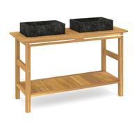 (black, without basket) vidaXL Solid Wood Teak Bathroom Vanity Cabinet Black/Cream with/without Basket