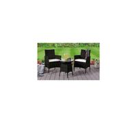 (Black, Without Cover) 3PC Rattan Bistro Set Outdoor Garden Patio Furniture
