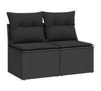 (black, without storage) vidaXL Garden Sofa Set 2 Piece with Cushions Couch Brown Poly Rattan Acacia