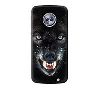 Black Wolf Blue Eyes Face Case Cover For Motorola Moto G6 Plus