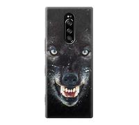 Black Wolf Blue Eyes Face Case Cover For Sony Xperia 1