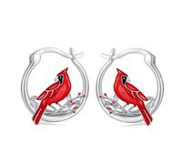 Black Wolf Cat Panda Turtle Highland Cow Red Cardinal Hoop Earrings 925 Sterling Silver Cute Animal Jewelry Gifts for Women, Sterling Silver, No Gemstone