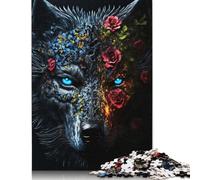 Black Wolf Flower 500 Piece Jigsaw Puzzle for Adult Toy Intellectual Game Educational Game for Adult Stress Relief Home Decoration 500pcs (52x38cm)