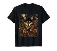 Black Wolf Full Moon Forest Mystical Autumn Fall Wildlife T-Shirt