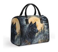 Black Wolf Full Moon Small Travel Duffel Tote Bag Handbag Purse for Office Work Nurse Teacher 15 Liters