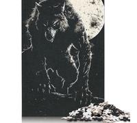 Black Wolf Horror Puzzles 500 Piece Jigsaws for Adults Learning Educational Toys Family Games Festival Birthday Gifts 500pcs (52x38cm)