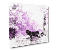 Black Wolf in a Purple Forest Watercolour Canvas Print | Gallery Wrapped 30mm Frame Wall Art | 20x20 inches | Ready to Hang | Modern Animals Picture | Living Room Bedroom Lounge Office