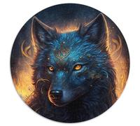 Black Wolf Jigsaw Puzzle 1000 Pieces Round JigsawPuzzle 1000 Pieces for Adults Intricate Design for Teenagers, DIY Decor, And Brain-Boosting Fun (67.5x67.5cm)