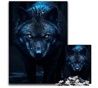 Black Wolf Orange Eyes Jigsaws 1000 Pieces for Adults Challenging Puzzles for Holidays Birthdays And Family Game Nights 1000 PCS(75x50cm)