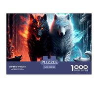 Black Wolf White Wolf 1000 Piece Jigsaw Puzzle Jigsaw Puzzle for Adults 1000 Pieces Puzzle Game Paper Relaxation Gift 52x38cm/1000pcs