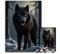 Black Wolf Yellow Eyes 1000Piece Jigsaw Puzzle Puzzles for Adults BrainChallenging DIY Decorative Game Family Interactive Toy 1000 PCS(38x26cm)