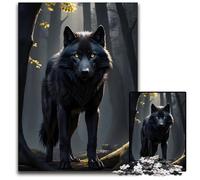 Black Wolf Yellow Eyes 1000Pieces Puzzle Gifts Impossible Jigsaw Puzzles for Adults Perfect for TeenagersCollectors Ideal Home DecorTravel Gift 1000 PCS(38x26cm)