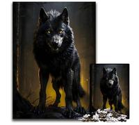 Black Wolf Yellow Eyes Adult Jigsaw Puzzles 1000 Pieces Paper Jigsaw Puzzles for Adults for Family Interactive Game 1000 PCS(38x26cm)