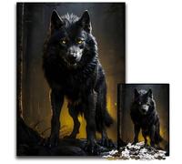Black Wolf Yellow Eyes Puzzles for 1000 Piece Wooden Puzzles for Teenager Families Perfect DIY Decor BrainTeasing Challenge 1000 PCS(75x50cm)