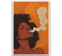 Black Woman Art African American Women Black Girl Canvas Wall Art Woman Smoking Wall Art Modern Print Painting Vintage Female Portrait Picture for LivingRoom Bedroom Gallery Display 16x24Inch Unframed