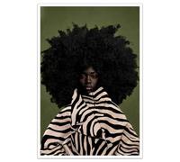 Black Woman Canvas Wall Art African American Canvas Decor 16x24in Unframed | Black Girl Portrait Canvas Painting, Fashion Minimalist Artwork, Bold Patterned Statement Home Decor For Living Room Bedroom