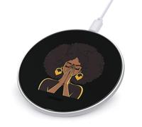Black Woman Praying Funny Cell Phone Wireless Charger 10W Fast Charging Pad for Home Office