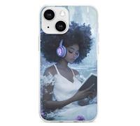 Black Woman Reading with Headphone Cell Phone Basic Cases TPU Soft Cover Shockproof Slim Phone Case Compatible with iPhone 13 Mini/13/13 Pro/13 Pro Max
