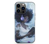 Black Woman Reading with Headphone Cell Phone Basic Cases TPU Soft Cover Shockproof Slim Phone Case Compatible with iPhone 13 Mini/13/13 Pro/13 Pro Max