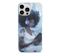 Black Woman Reading with Headphone Cell Phone Basic Cases TPU Soft Cover Shockproof Slim Phone Case Compatible with iPhone 13 Mini/13/13 Pro/13 Pro Max