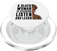 Black Woman Speaking Listen Learn History Men Women PopSockets PopGrip for MagSafe