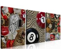 Black Woman Wall Art Set of 3, Trendy Leopard Cheetah Wall Decor Paintings Black Teen Girl Music 8 Ball Poster Canvas Prints Aesthetic for Bedroom Living Room Dorm 12x16 inch Framed