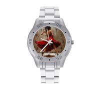 Black Women Dance in Red Dress Men's Watches Stainless Steel Watch Strap Analog Quartz Watch Business Wristwatches