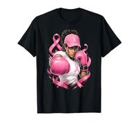 Black Women Fight Breast Cancer Pink Ribbon Powerful T-Shirt