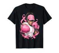 Black Women Fight Breast Cancer Pink Ribbon Powerful Value Graphic T-Shirt