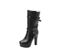 Black Women Flying Knit Sports Thick Heel One Foot Short Boots Fall Winter 2026