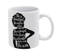 Black Women Girl Mug, She is Beautiful Mug Funny Coffee Mug,Man Cave Prints,The Best Gift for Colleagues, Parents, and Grandparents, 110z Men and Women