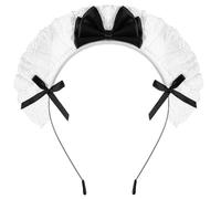 Black Women Girls Lolita Headband, Women's Maid Headband Lace Bow Hair Band Maid Anime Cosplay Headpiece Cute Ribbon Bowknot Headwear Fashion French Maid Accessories for Cosplay Costume Party