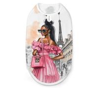 Black Women In Paris Eiffel Tower Dog Clothes Fashionable Sleeveless Pet Vest Puppy Breathable Shirts for Small Medium Dogs Cat L