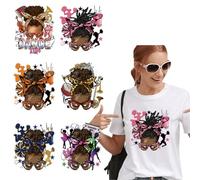 Black Women Iron On Transfers Patches Clothing Patches African Black Girl Iron On Decals Fashion Iron On Vinyl Stickers DIY Appliques Decoration Washable for Clothes T-Shirt Hoodies Backpack 6 Pcs
