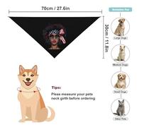 Black Women US Flag Melanin Afro 4th Of July African American Dog Bandana Adjustable Pet Scarf Bib Cute Triangle Handkerchief for Dogs Cats Gifts