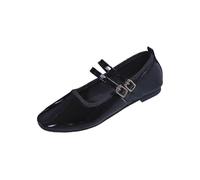 Black Women's Chic Multi-Purpose Plus Size Flat Shoes with Buckle Detail for Office