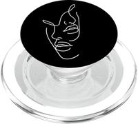 black womens faces line drawings modern art hipster PopSockets PopGrip for MagSafe