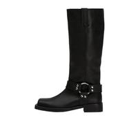 Black Womens Fold Over Knee High Boots Pointed Toe Chunky Block Heel Platform Long Boots Wide Calf Slouchy Pull On Dress Tall Booties Chic and Grace Riding Biker Boot Country and Western Shoes size 5