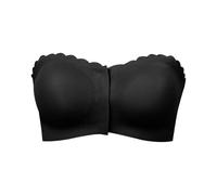 Black Women's Strapless Bandeau Bras Wireless Front Fastening Push Up Seamless Comfy Bralettes for Tube Dresses Front Closure Padded Comfortable Tube Tops Sexy Bust Bustier Underwear