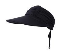 (Black) Womens Sun Visor Hat Wide Brim Ice-Feel Material UV Protection Summer Topless Beach Hat Foldable Quickly-Dry Sun Protection Beach Sport Cap